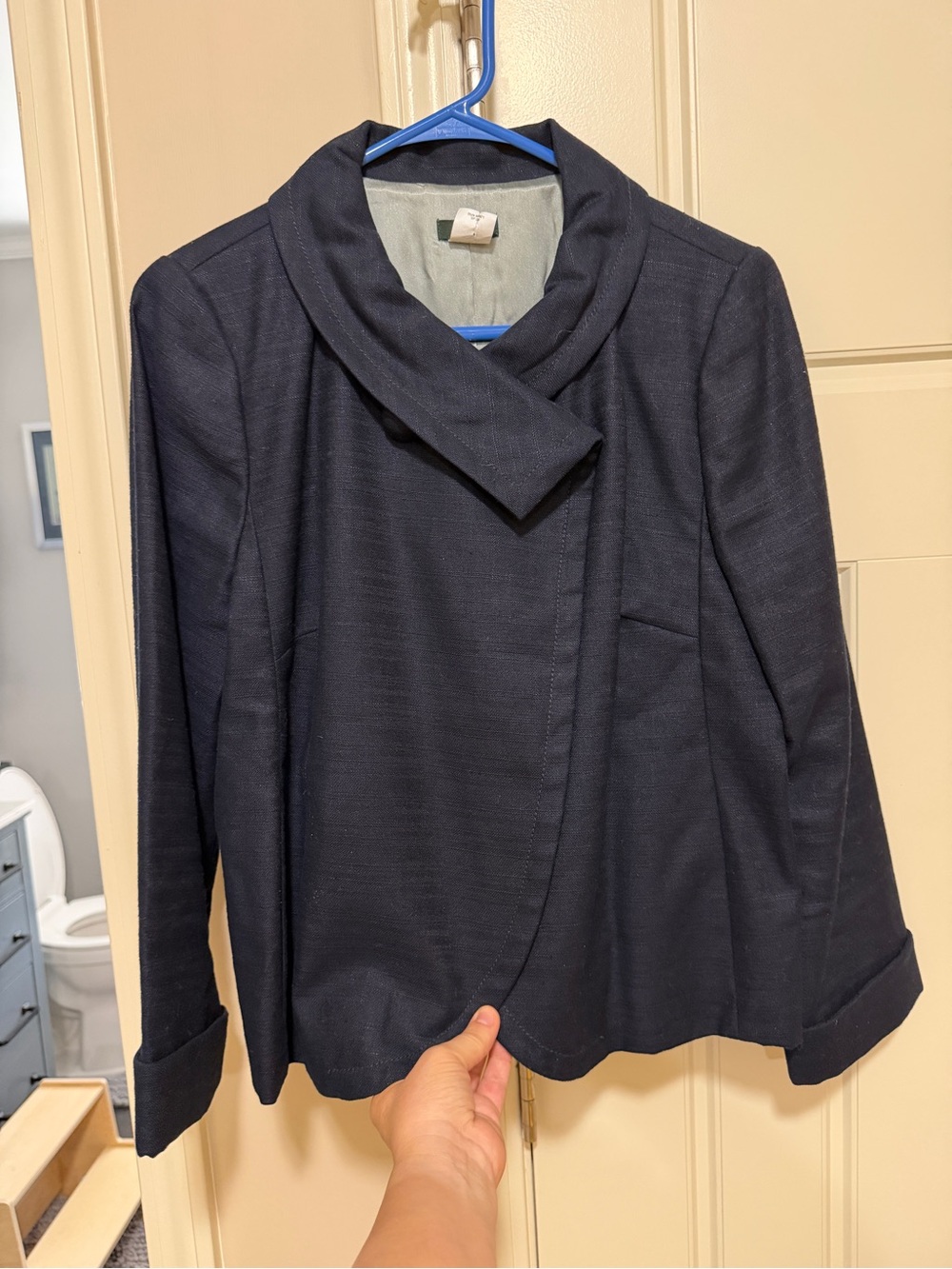 J. Crew Navy Asymmetrical Collar Blazer